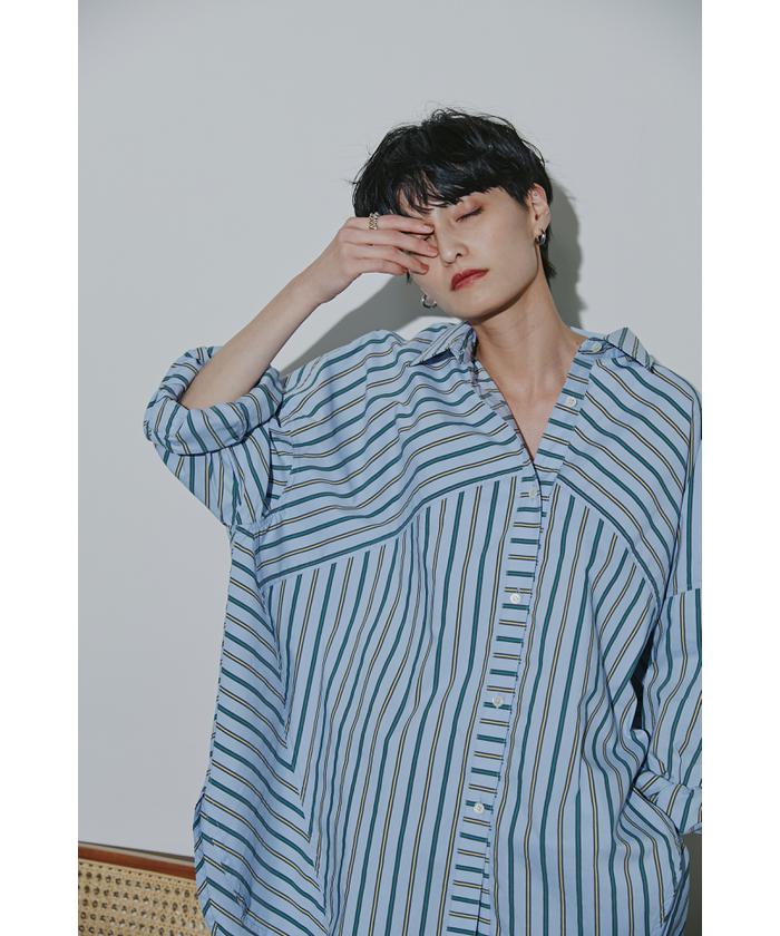 CABaN コットン マルチストライプ ビッグシャツ