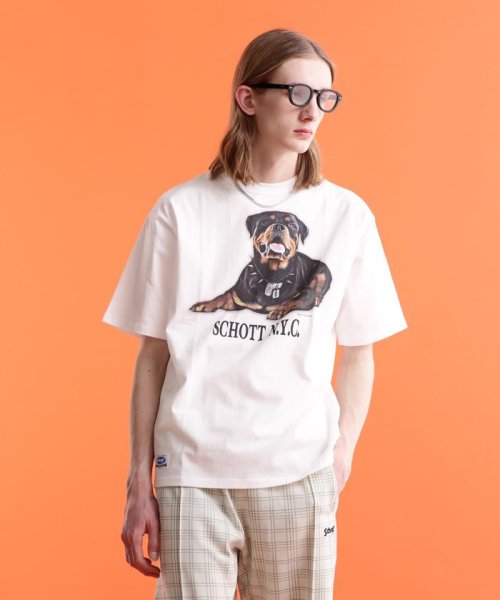 Schott(ショット)/T－SHIRT ROTTWEILER/ロットワイラー Tシャツ/ホワイト