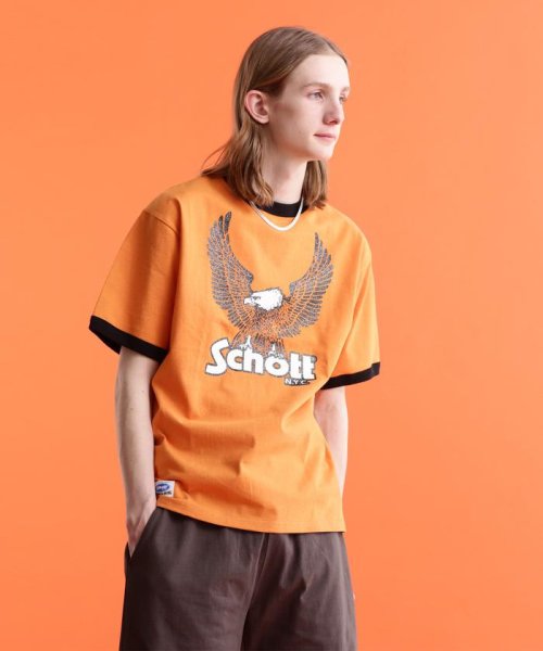 Schott(ショット)/RINGER T－SHIRT GLITTER EAGLE/リンガー Tシャツ "グリッターイーグル/オレンジ