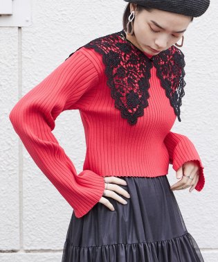 Fashion Letter/Fashion Letter ファッションレター ニット セーター ハイネック タートルネック プルオーバー 無地 バックスリット モード バックスタイル セッ/505125527