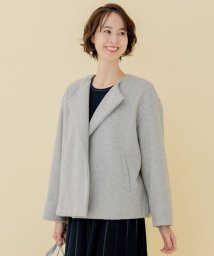 JIYU-KU(LARGE SIZE)/【WEB限定】ブラッシュドビーバー ショート丈ノーカラーコート/505126507