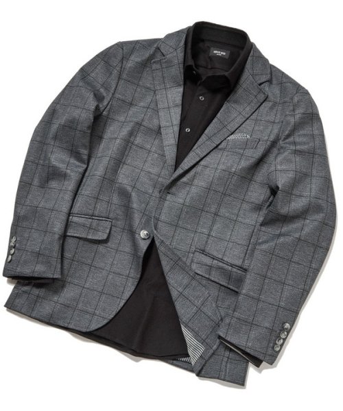 Men's Bigi(メンズビギ)/【ACTIVE TAILOR】エクストラTRジャージヘリンボーンプリントジャケット＜セットアップ対応＞/チャコールグレー