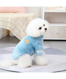 HAPPY DOG!!(はっぴーDOG！！)/犬 服 犬服 いぬ 犬の服 フリース トレーナー 袖あり 半袖 長袖 暖かい 毛布 クマ くま ワッペン 【秋 冬 秋冬 秋服 冬服 秋物 冬物 冬用】/ブルー