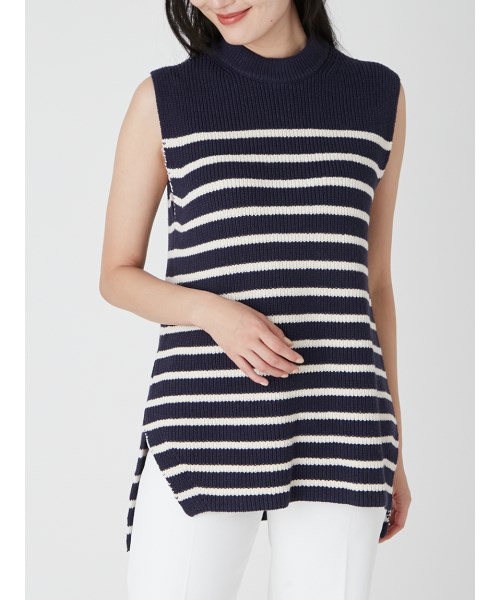 セール】リネン混畦編みノースリニットプルオーバー(505127636) | ミラ