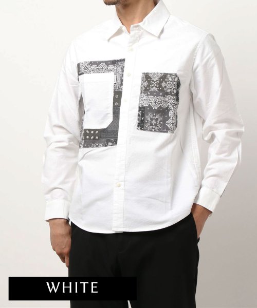aimoha(aimoha（アイモハ）)/ポケット切り替えデザインシャツ/ホワイト