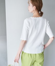 ROPE' PICNIC(ロペピクニック)/Beauty knit/スカラップネックハーフスリーブニットプルオーバー/WEB限定カラーあり/オフホワイト（15）