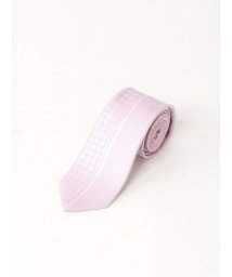 TAKA-Q(タカキュー)/シルク混 パネル柄 ナロータイ 7.0cm幅/ピンク