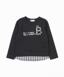 KP BOY/KPBOY(ケーピーボーイ)ギンガムチェック裾切り替え天竺長袖Tシャツ(100～130)/505087611