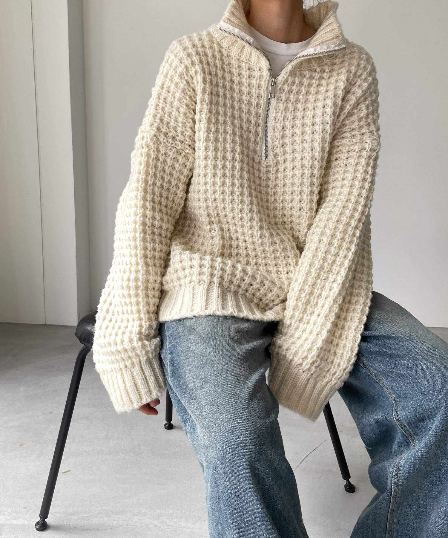 CANAL JEAN ハーフジップニット