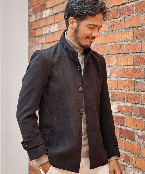 【EFFORTLESS】中空糸メルトンスタンドカラーブルゾン 