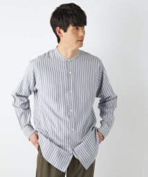 SHIPS any MEN/SHIPS any: ストライプ バンドカラー 長袖 シャツ 23SS◇/505130155