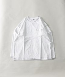 Nylaus(ナイラス)/ヘビーウエイト 配色ステッチ ポケット付き ビッグロングTシャツ/ホワイト