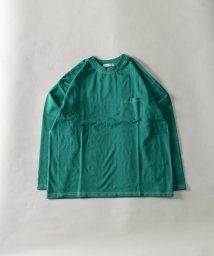 Nylaus(ナイラス)/ヘビーウエイト 配色ステッチ ポケット付き ビッグロングTシャツ/グリーン