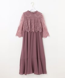 any SiS L(エニスィス（大きいサイズ）)/【洗える】レーシーケープ ドレス/スモーキーピンク