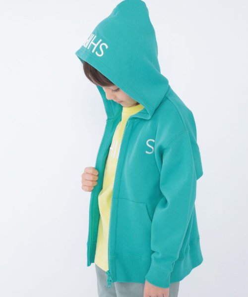 SHIPS KIDS(シップスキッズ)/SHIPS KIDS:100～130cm / ロゴ フード ジップ パーカー/ライトグリーン