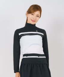 LANVIN SPORT(ランバン スポール)/【25周年】ぺプラムシルエットモックネック長袖シャツ【EXcDRY/吸汗速乾/UV】【アウトレット】/ブラック