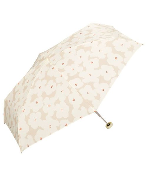 Wpc．(Wpc．)/【Wpc.公式】雨傘 ハナプリント ミニ  50cm 晴雨兼用 レディース 傘 折りたたみ 折り畳み 折りたたみ傘/ベージュ