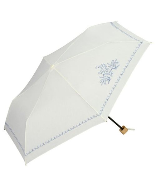 Wpc．(Wpc．)/【Wpc.公式】日傘 T/Cすずらん刺繍 ミニ 50cm UVカット 晴雨兼用 レディース 折り畳み傘/オフ