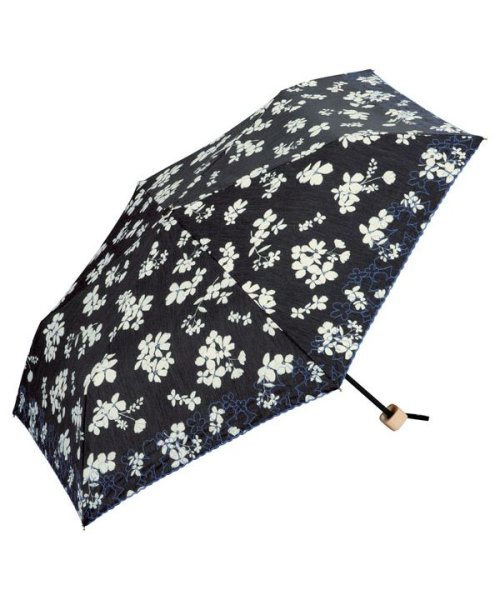 Wpc．(Wpc．)/【Wpc.公式】日傘 T/Cフラワープリントスカラップ ミニ 50cm UVカット 晴雨兼用 レディース 折り畳み傘/ブラック