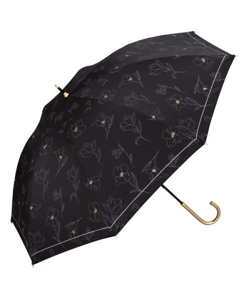 Wpc．(Wpc．)/【Wpc.公式】日傘 遮光フラワードローイング 55cm 完全遮光 UVカット100％ 遮熱 晴雨兼用 大きめ 晴雨兼用日傘 レディース 長傘/ブラック