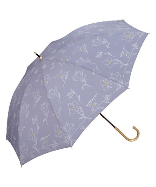 Wpc．(Wpc．)/【Wpc.公式】日傘 遮光フラワードローイング 55cm 完全遮光 UVカット100％ 遮熱 晴雨兼用 大きめ 晴雨兼用日傘 レディース 長傘/ブルーグレー