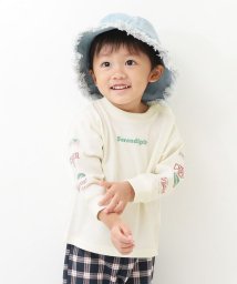 devirock(デビロック)/デビラボ プリント袖リブ 長袖Tシャツ 子供服 キッズ ベビー 男の子 女の子 長袖Tシャツ ロンT /オフホワイト系1