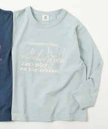 devirock(デビロック)/防汚 デビラボ プリント 長袖Tシャツ/サックス