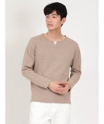 m.f.editorial(エムエフエディトリアル)/リップルボーダー フェイクヘンリーネック 長袖 メンズ Tシャツ カットソー カジュアル インナー ビジネス ギフト プレゼント/ピンク