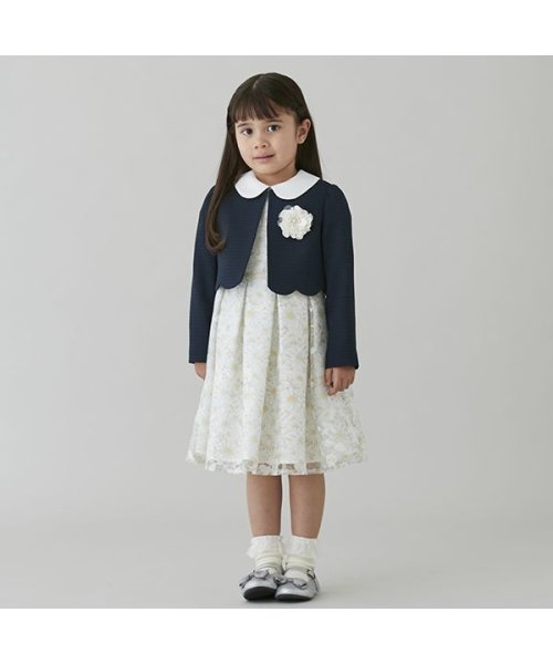 セール】花柄ワンピース+スカラップジャケットセット(505131632  