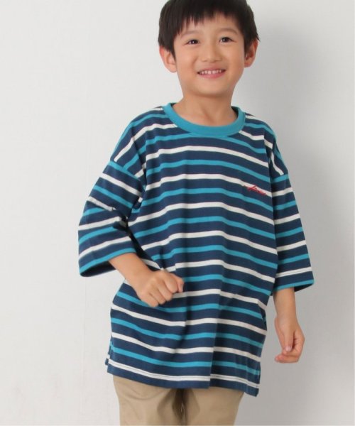 ikka kids(イッカ　キッズ)/6分袖ボーダーゆるTシャツ（120〜160cm）/チャコールグレー