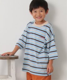ikka kids(イッカ　キッズ)/6分袖ボーダーゆるTシャツ（120〜160cm）/ライトブルー