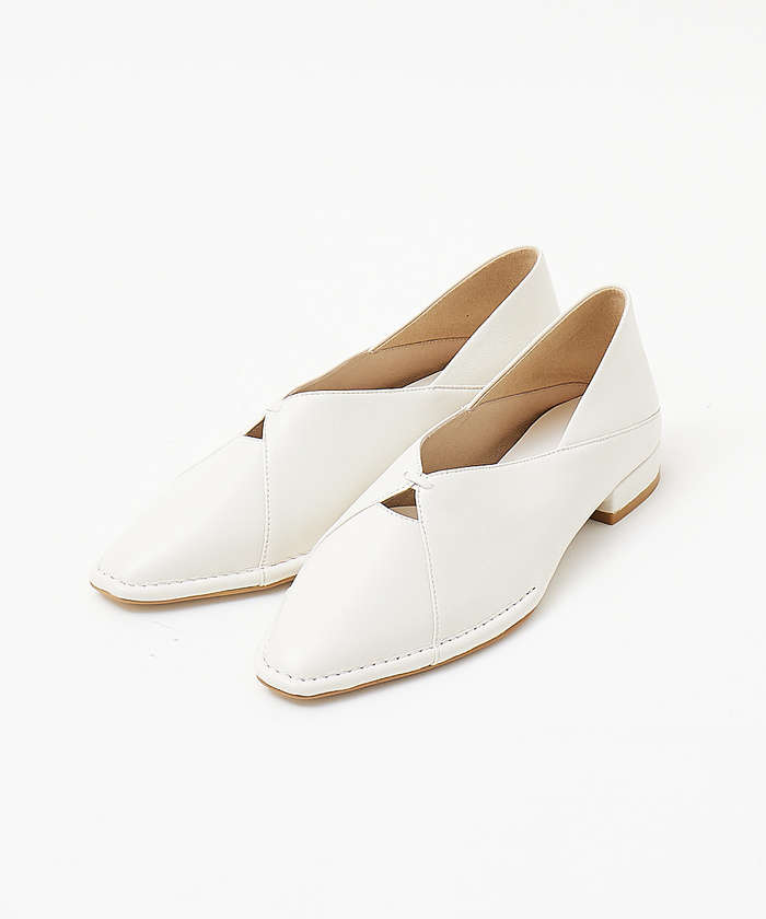 AuBANNISTER ステッチダウン バブーシュ フラットパンプス オフホワイト 35 AuBANNISTER ステッチダウン バブーシュ フラットパンプス オフホワイト 35