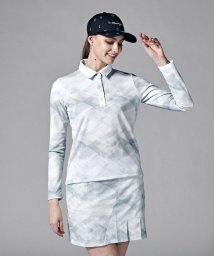 Munsingwear(マンシングウェア)/サンスクリーン鹿の子グラデーションプリント長袖シャツ(吸汗速乾/UV CUT(UPF50)/遮熱)【アウトレット】/グレー
