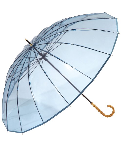 Wpc．(Wpc．)/【Wpc.公式】［ビニール傘］16本骨 プラスティックパイピング 60cm レディース 長傘/ブルー