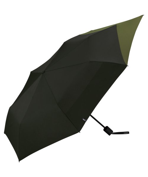 Wpc．(Wpc．)/【Wpc.公式】雨傘 UNISEX バックプロテクトフォールディングアンブレラ 大きめ 鞄濡れない 晴雨兼用 メンズ レディース 折りたたみ傘 父の日 ギフト/ブラック×カーキ