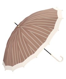Wpc．(Wpc．)/【Wpc.公式】雨傘 16本骨切り継ぎストライプ 55cm 傘 耐風 晴雨兼用 レディース 長傘/ベージュ