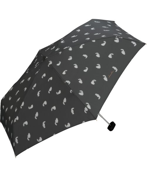Wpc．(Wpc．)/【Wpc.公式】 雨傘 キャッツ ミニ 50cm 晴雨兼用 猫 猫柄 レディース 折りたたみ 折り畳み 折りたたみ傘/チャコール