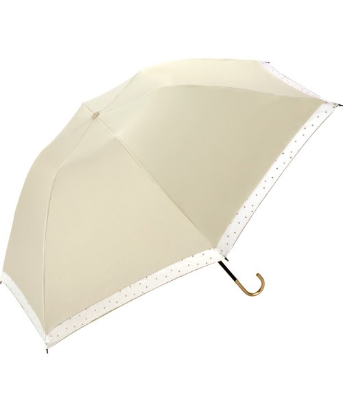 Wpc．(Wpc．)/【Wpc.公式】日傘 遮光ドーム リムオーガンジードット ミニ 55cm 完全遮光 UVカット100％ 遮熱 晴雨兼用 大きめ レディース 折り畳み傘/ベージュ