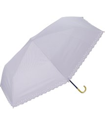 Wpc．(Wpc．)/【Wpc.公式】日傘 遮光フラワーカットストライプ ミニ 55cm 完全遮光 UVカット100％ 遮熱 晴雨兼用 大きめ レディース 折り畳み傘/ラベンダー