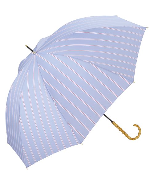 Wpc．(Wpc．)/【Wpc.公式】雨傘 ベーシックバンブーアンブレラ 58cm 晴雨兼用 レディース 長傘 /ストライプサックス