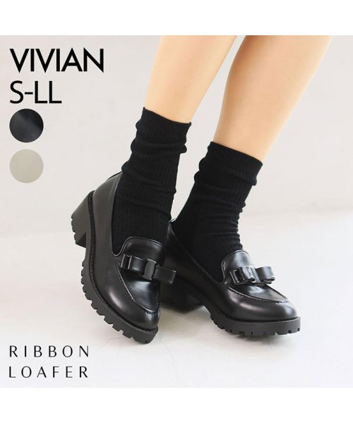 Vivian(ヴィヴィアン)/厚底リボンローファー/ブラック
