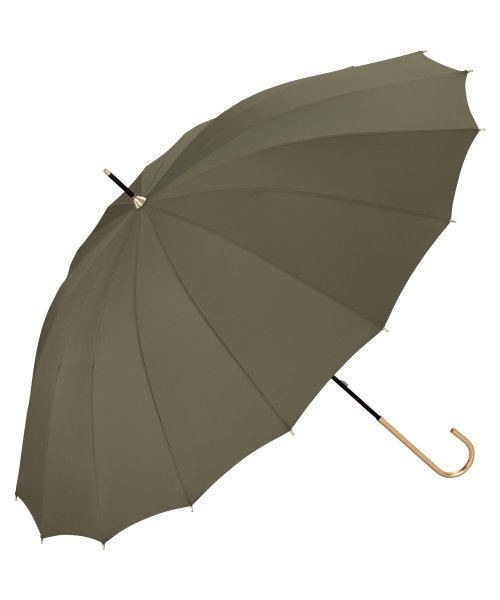 Wpc．(Wpc．)/【Wpc.公式】雨傘 16本骨ソリッド 55cm 16本傘 傘 耐風 晴雨兼用 レディース 長傘/カーキ