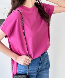 GeeRA(ジーラ)/綿100%フレンチスリーブチュニックTシャツ/ピンク