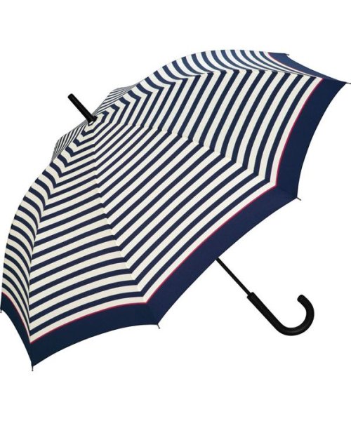 Wpc．(Wpc．)/【Wpc.公式】雨傘 UNISEX WIND RESISTANCE UMBRELLA 65cm 耐風 継続撥水 ジャンプ傘 メンズ レディース 長傘/ピンクラインボーダー