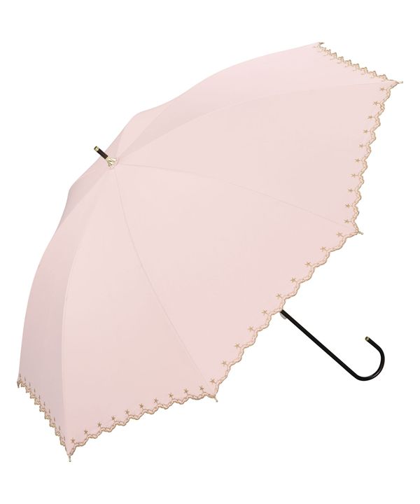 【Wpc.公式】日傘 遮光星柄スカラップ 50cm 完全遮光 遮熱 UVカット100％ 晴雨兼用 レディース 長傘