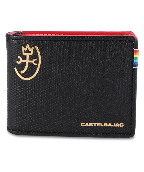 CASTELBAJAC(カステルバジャック)/カステルバジャック CASTELBAJAC 財布 二つ折り レインボー メンズ レディース 本革 RAINBOW ブラック ホワイト ネイビー 黒 白 7961/ブラック
