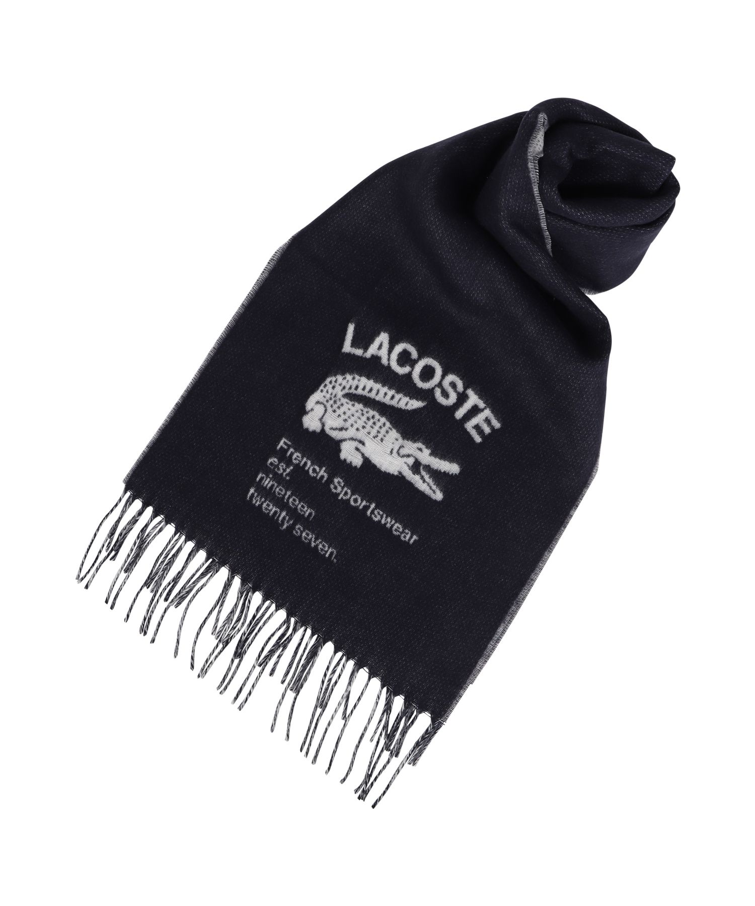 ラコステ LACOSTE マフラー スカーフ ストール メンズ 1927 クロコダイル ブラック グレー ネイビー 黒 チェック LAC－RE2259J