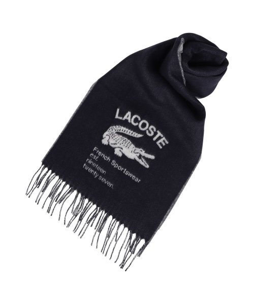 LACOSTE(ラコステ)/ラコステ LACOSTE マフラー スカーフ ストール メンズ 1927 クロコダイル ブラック グレー ネイビー 黒 チェック LAC－RE2259J/ネイビー