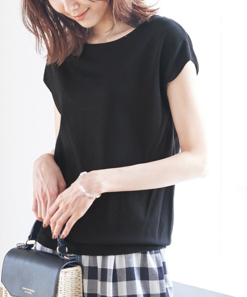 ROPE' PICNIC(ロペピクニック)/【WEB限定】Beauty knit/UVカット・接触冷感・洗濯機洗いOK/フレンチニット/ブラック（01）