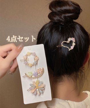 shoppinggo/ヘアピン4点セット パール ヘアクリップ スリーピン パールヘアピン ヘアアクセサリー 前髪 髪留め 髪飾り 結婚式 卒業式 入学式 パーティ レディース 可愛/505141530